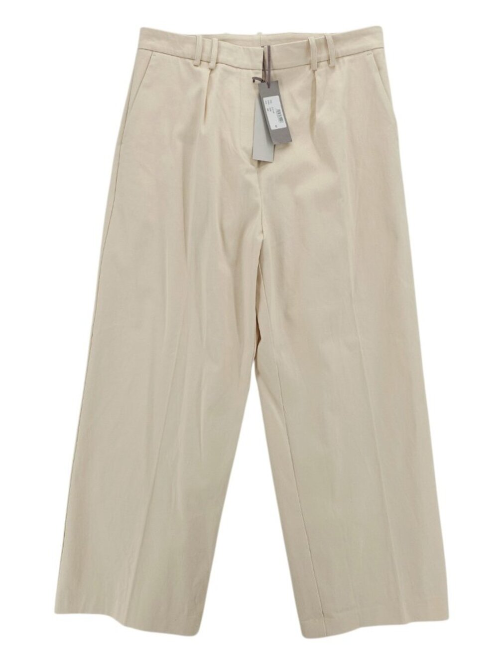 NWT ROSSO35 Pants Ivory Off White High Waisted Wide Leg Pleated Size IT 52 - XL